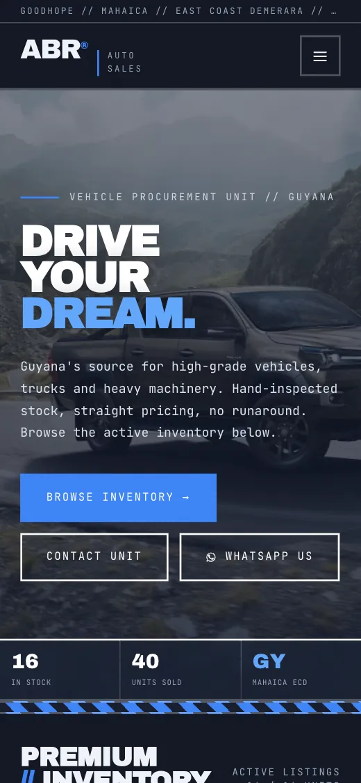 ABR Auto Sales mobile website preview