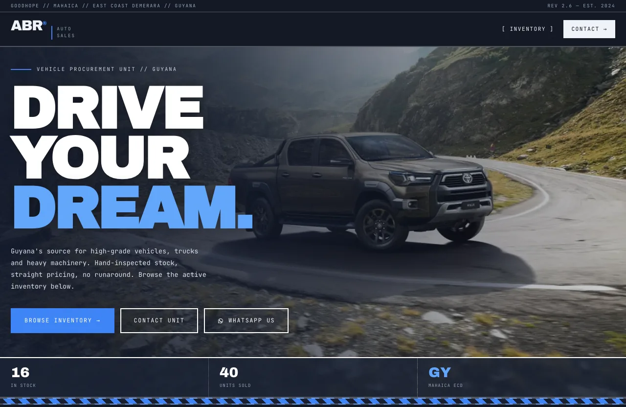 ABR Auto Sales website preview
