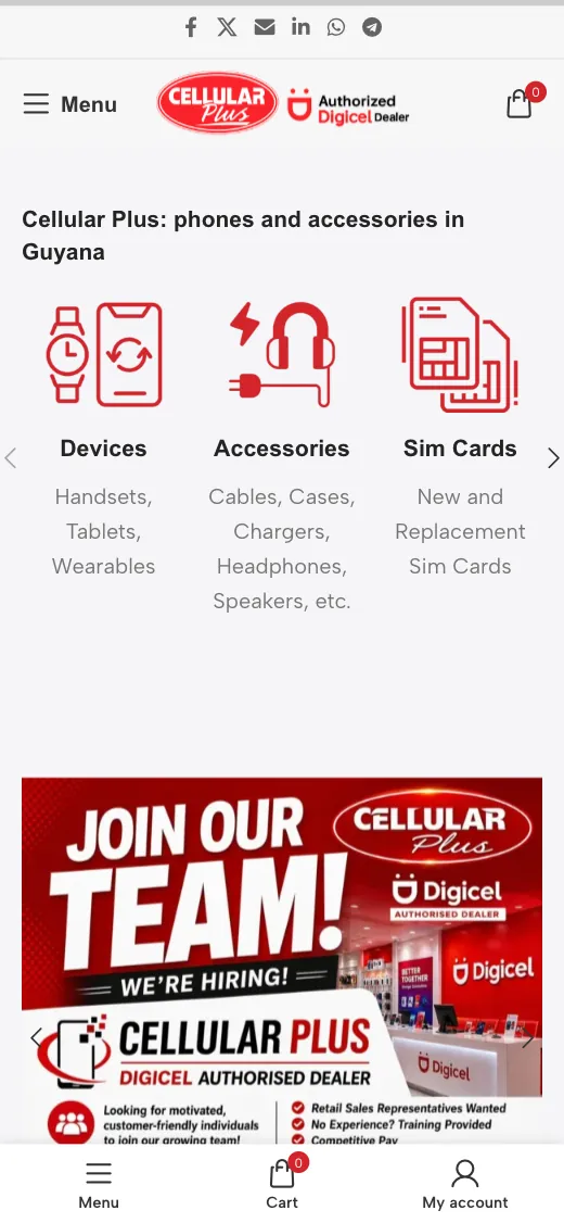 Cellular Plus mobile website preview