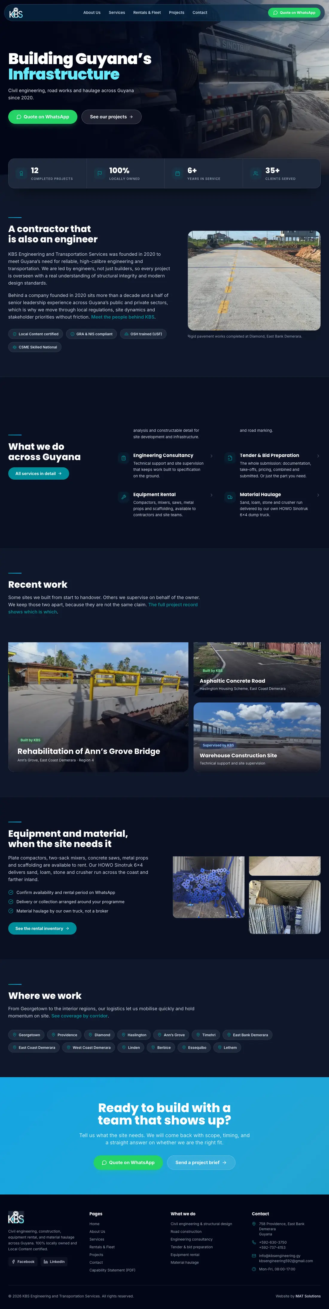 Full desktop view of KBS Engineering