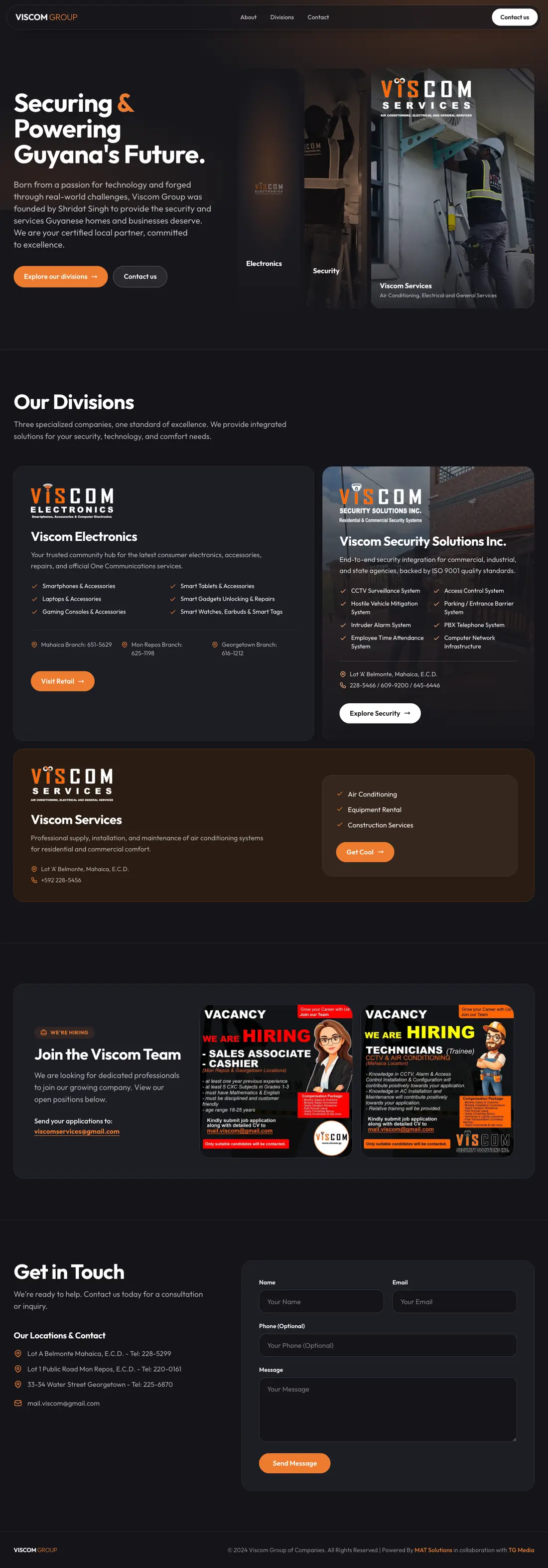 Full desktop view of Viscom Group